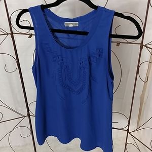 3/$10 Pleione Blue Geometric Design Blouse